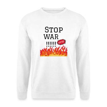 Stop War Flames Protest-Design - Unisex Pullover - Weiß - Vorne - Alina (178cm) & Michal (187cm)