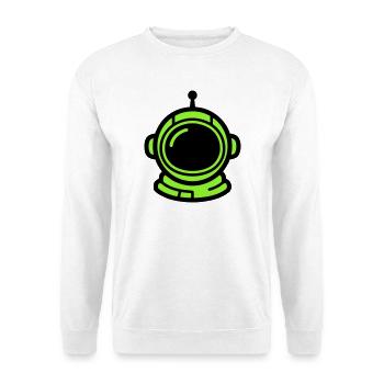 Astronauten Helm Neon Icon - Unisex Pullover - Weiß - Vorne - Alina (178cm) & Michal (187cm)