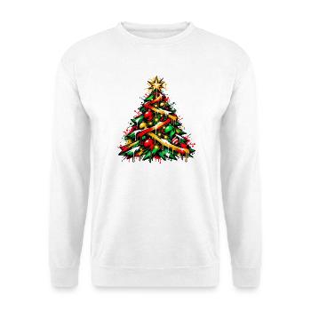 Weihnachtsbaum im Graffiti-Look  - Unisex Pullover - Weiß - Vorne - Alina (178cm) & Michal (187cm)