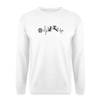 Motif de chat et de chien en forme de vague de cœur - Sweat-shirt Unisexe - blanc - Devant