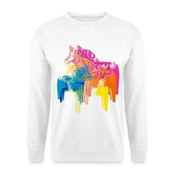 Pop Art Dala Pferde -Weihnachts Pulli Skandi Style - Unisex Pullover - Weiß - Vorne