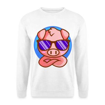 Little piglet with sunglasses - Unisex Sweatshirt - white - Front