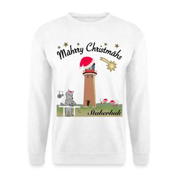 Weihnachten Leuchtturm Staberhuk, kultiger Wolf - Unisex Pullover - Weiß - Vorne