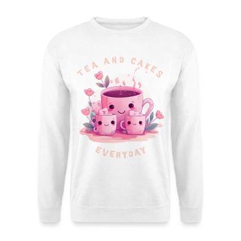 Tea and Cakes Süßes Tee T-Shirt Kawaii Geschenk - Unisex Pullover - Weiß - Vorne