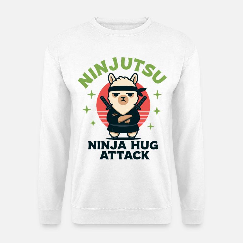 Ninja Llama Cuddle Attack - Unisex Sweatshirt - white