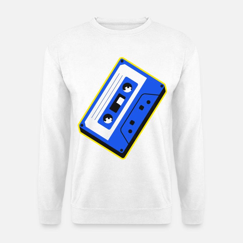 Blaue Kassetten-Retro-Illustration - Unisex Pullover - Weiß