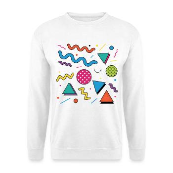 Neon-Geometrie: Knallige Formen - Unisex Pullover - Weiß - Vorne