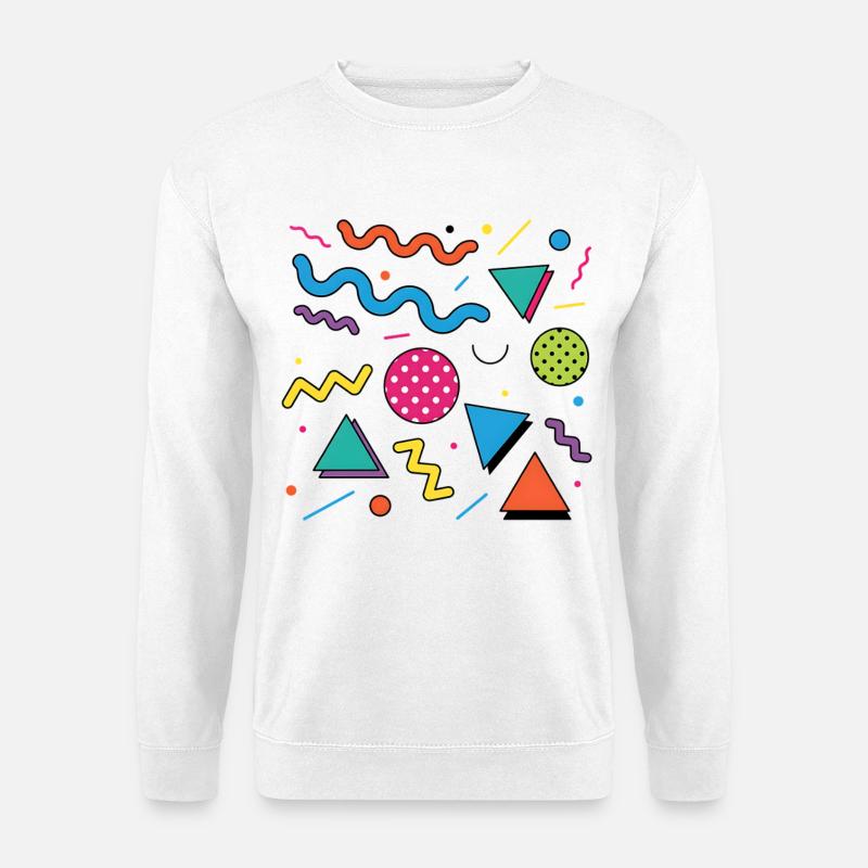 Neon-Geometrie: Knallige Formen - Unisex Pullover - Weiß