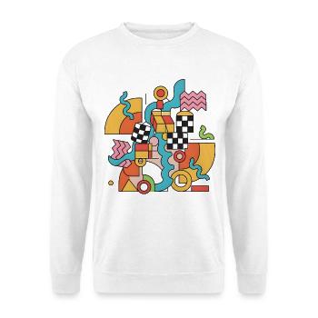 Colorful geometry in abstract style Pop Art 90s - Unisex Sweatshirt - white - Front