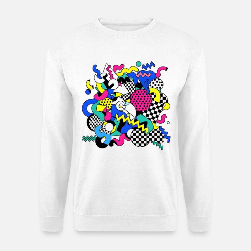 Buntes Geometrie-Chaos Pop Art - Unisex Pullover - Weiß