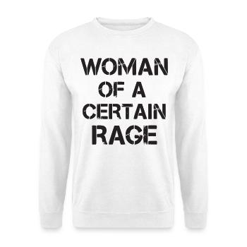 Woman of a Certain Rage Schablonen Schrift Motiv - Unisex Pullover - Weiß - Vorne