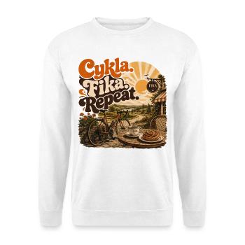 Vélo et Fika : Pause Café Style Vintage - Sweat-shirt Unisexe - blanc - Devant