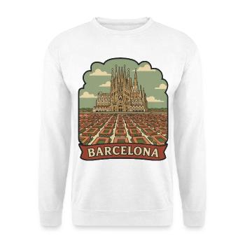 Badge de voyage rétro de la Sagrada Familia de Barcelone - Sweat-shirt Unisexe - blanc - Devant