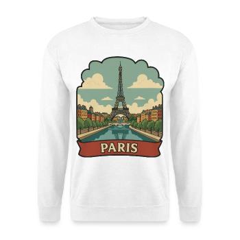 Pariser Eiffelturm Retro-Reiseaufkleber - Unisex Pullover - Weiß - Vorne