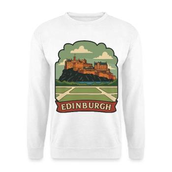 Edinburgh Castle Retro Reiseabzeichen Aufkleber - Unisex Pullover - Weiß - Vorne