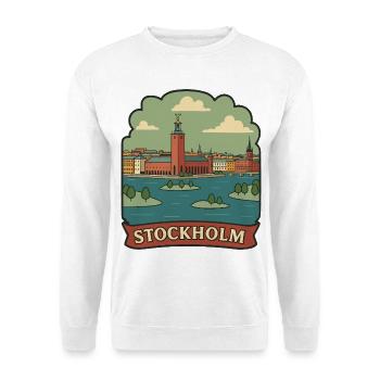 Stockholm City Hall Retro Travel Badge - Unisex Sweatshirt - white - Front