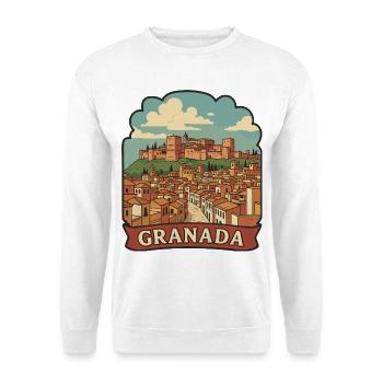 Granada Spain Alhambra Retro Travel Sticker - Unisex Sweatshirt - white - Front