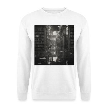 Bibliothèque Lost Place Art Noir Blanc Héron - Sweat-shirt Unisexe - blanc - Devant