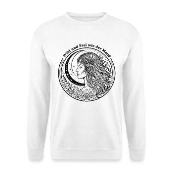 Wild Und Frei Wie Der Mond - Boho Mondfrau Blume  - Unisex Pullover - Weiß - Vorne