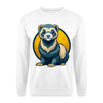 Ferret Kawaii Maskottchen Cartoon Clipart Logo Abzeichen - Unisex Pullover - Weiß - Vorne
