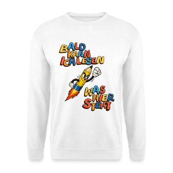 Einschulungs Shirt – Bald kann ich lesen - Unisex Pullover - Weiß - Vorne