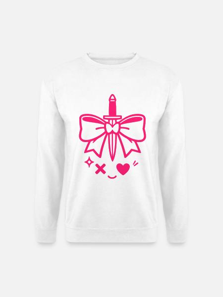 Rosa Schleife mit Dolch - Unisex Pullover - Weiß
