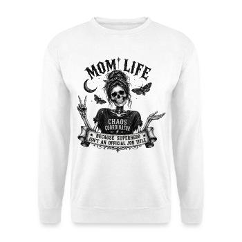 Mom Life Chaos Coordinator Vintage Skull Gothic - Unisex Pullover - Weiß - Vorne