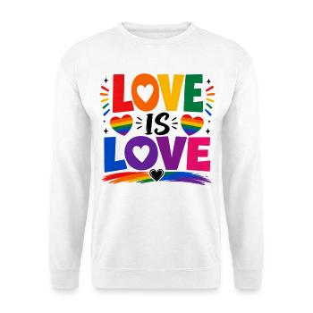 Love Is Love LGBTQ Statement Regenbogen Motiv CSD - Unisex Pullover - Weiß - Vorne
