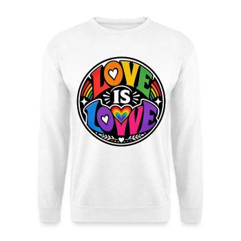 Love Is Love Regenbogen Statement Retro CSD - Unisex Pullover - Weiß - Vorne