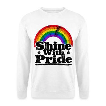 Shine With Pride Regenbogen Vintage Shirt Sticker - Unisex Pullover - Weiß - Vorne