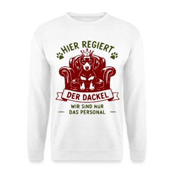 Dackel König auf rotem Thron - Unisex Pullover - Weiß - Vorne