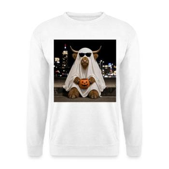Fantôme d’Halloween de la vache des Highlands avec T-shirt citrouille - Sweat-shirt Unisexe - blanc - Devant