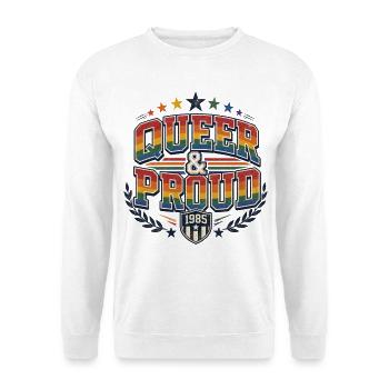 Queer & Proud Baseball T-Shirt Vintage Pride - Unisex Pullover - Weiß - Vorne