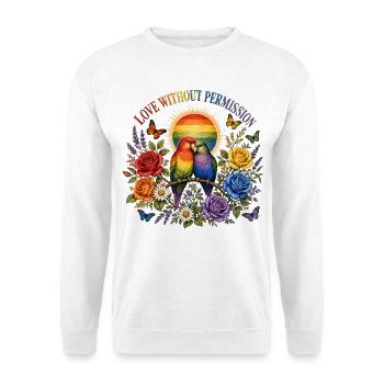 Love Without Permission Papageien T-Shirt Trend - Unisex Pullover - Weiß - Vorne - Alina (178cm) & Michal (187cm)