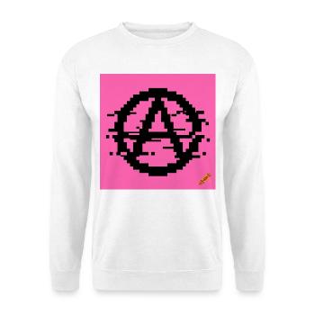 Glitch Anarchy – Pixel Punk Shirt - Unisex Pullover - Weiß - Vorne - Alina (178cm) & Michal (187cm)