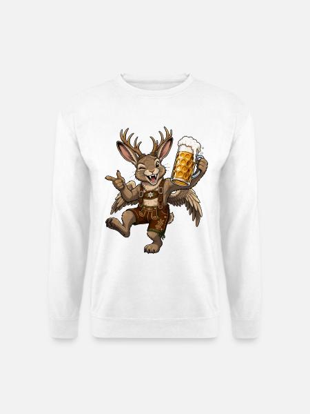 Wolpertinger Lederhose Bierkrug - Unisex Pullover - Weiß