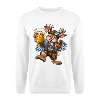 Wolpertinger Bier Masskrug Lederhose Trachten Moti - Unisex Pullover - Weiß - Vorne - Alina (178cm) & Michal (187cm)