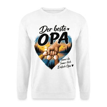 Der beste Opa Herzdesign - Unisex Pullover - Weiß - Vorne - Alina (178cm) & Michal (187cm)