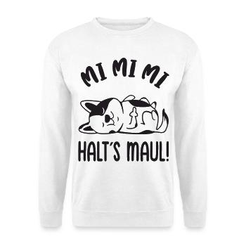 Mi Mi Mi Halt's Maul frecher böser Hund - Unisex Pullover - Weiß - Vorne - Alina (178cm) & Michal (187cm)