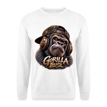 GORILLA BEATS – Urban Sound - Unisex Pullover - Weiß - Vorne - Alina (178cm) & Michal (187cm)