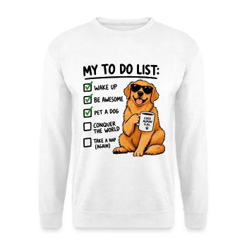 Golden Retriever To Do List – Lustiger Hund Kaffee - Unisex Pullover - Weiß - Vorne - Alina (178cm) & Michal (187cm)