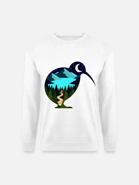 Kiwi Nachtlandschaft - Unisex Pullover - Weiß