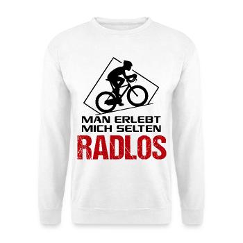 Radlos Fahrradfahrer Fahrradfahrerin Sprüche - Unisex Pullover - Weiß - Vorne - Alina (178cm) & Michal (187cm)