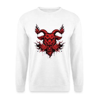 Sumi-e Fire Goat Shirt Japanische  Feuer ziege - Unisex Pullover - Weiß - Vorne - Alina (178cm) & Michal (187cm)