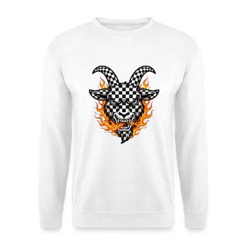 Racing Fire Goat 2027 - Checkered  - Unisex Pullover - Weiß - Vorne - Alina (178cm) & Michal (187cm)