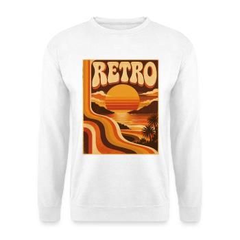 Retro Sonnenuntergang 70er Jahre Vintage Sunset De - Unisex Pullover - Weiß - Vorne - Alina (178cm) & Michal (187cm)