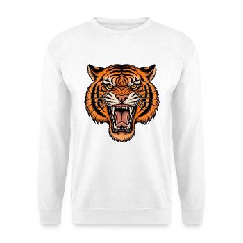 Roaring Tiger Emblem - Unisex Pullover - Weiß - Vorne - Alina (178cm) & Michal (187cm)