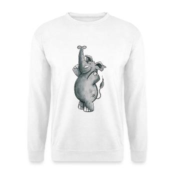 Happy Elefant I Fun Wildtier Design I Trampeltier - Unisex Pullover - Weiß - Vorne