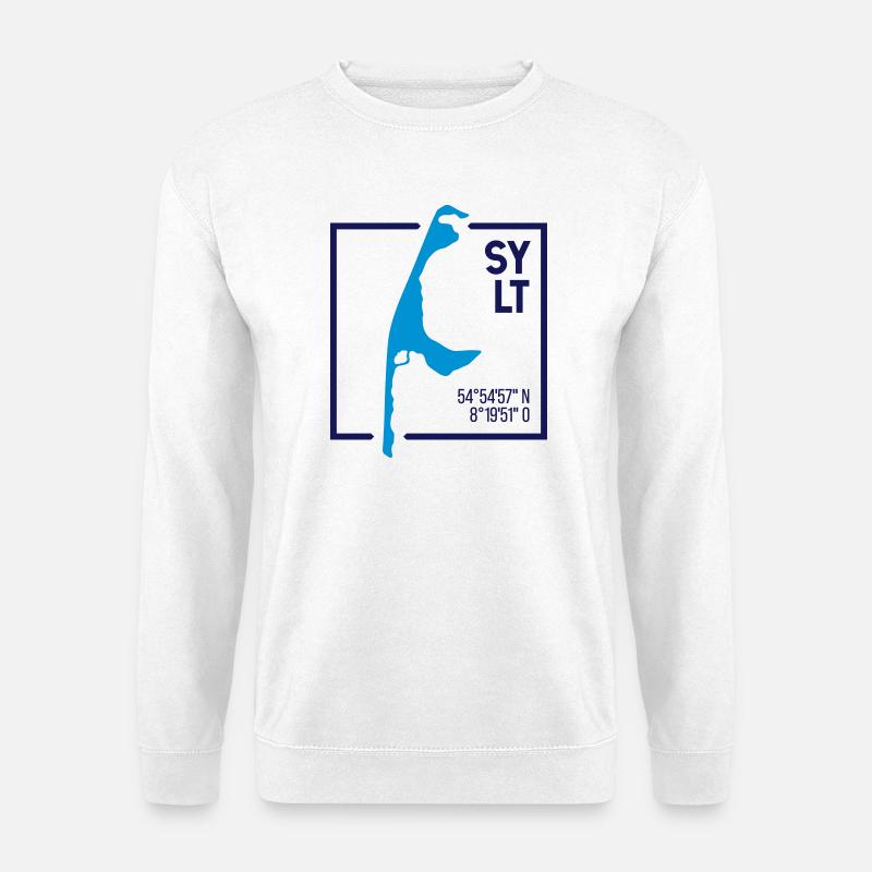 Sylt | Landkarte Minimalistisch Kontur - Unisex Pullover - Weiß