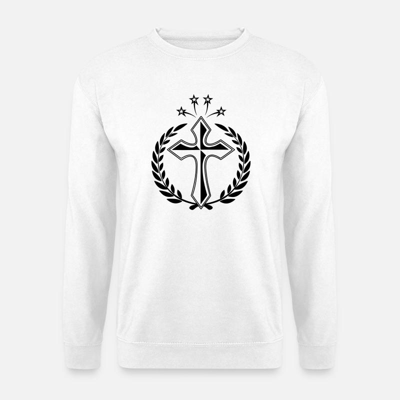 Kreuz im Lorbeerkranz - Unisex Pullover - Weiß